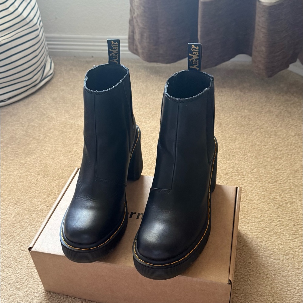 Dr. Martens Black Heeled Boots with Chunky Heel